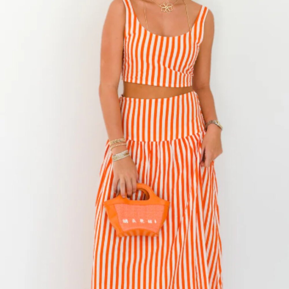 Fancy D Boutique Orange/White Stripe Set